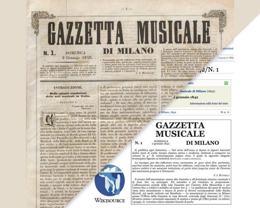 gazzetta musicale promozione evento editathon archivio ricordi e wikisource